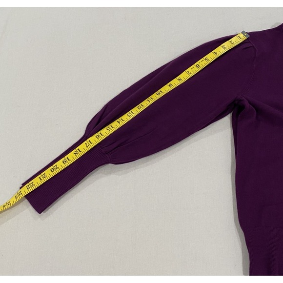 Ann Taylor Women's Crew Neck Ruched Sleeves Sweater Plum Purple Size Small - Picture 7 of 7